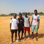 young footballers training on a field