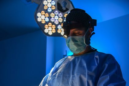 Surgeon performing an operation in an operating room