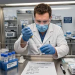 Scientist preparing a personalised cancer vaccine in a research laboratory